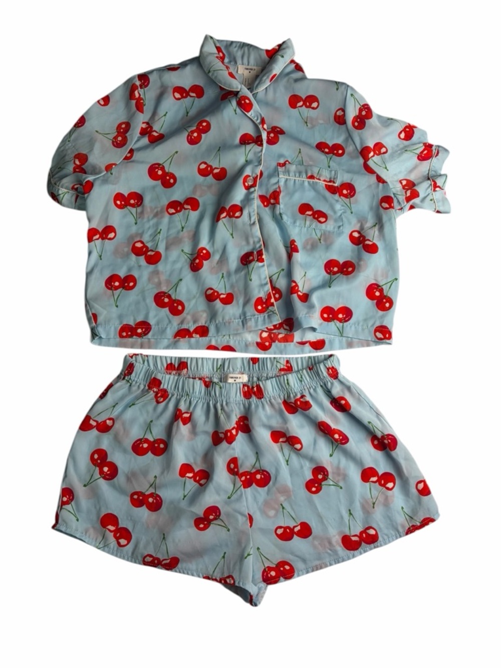 Cherry-Print Pajama Set size small